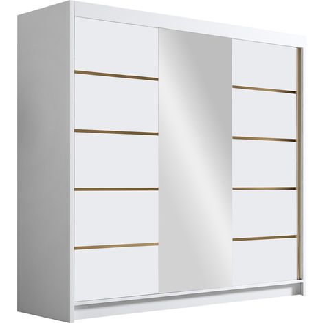Armario Closico 185, Blanco, 215x200x58cm, Puertas de armario: Correderas, Número de estantes: 0 (1/4)