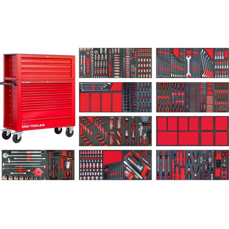 Servante d'atelier complète large - 11 tiroirs - Coffre supérieur XXL - 729 outils en acier Chrome Vanadium MW Tools MWE799R33X (1/5)