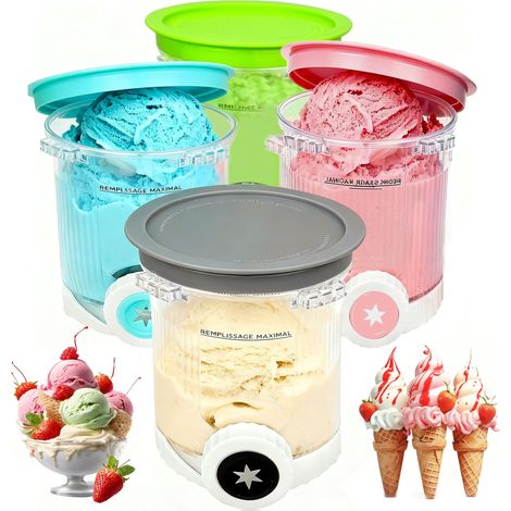 Lot de 4 pièces de rechange pour récipient NC701EU 480 ml, sans BPA, passe au lave-vaisselle, compatible avec les récipients Swirl, pour accessoires de sorbetière (1/5)