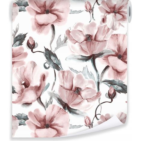 Papier peint fleurs pivoines 3D déco murale chambre salon rose – rouleau 0,5 x 10 m intissé Wallarena