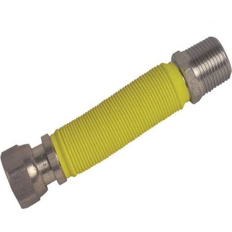 TUBO FLESSIBILE ED ESTENSIBILE PER GAS 210MM - RACCORDO 3/4 - IN ACCIAIO INOX - COLORE GIALLO