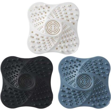 3 Pcs Protection de Drain de Silicone, Silicone Attrape Cheveux Douche, Filtre Evier de Cuisine avec Ventouse (1/4)