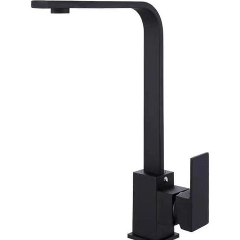 Robinet de cuisine carré noir (1 pièce) avec bec haut (1/2)