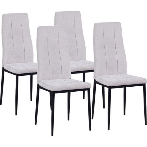 Set 4 sedie design in tessuto grigio chiaro - Milano (1/5)