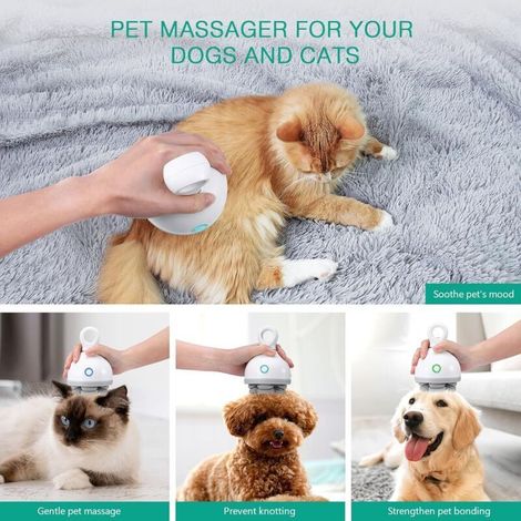 Masseur Electrique de Cuir Chevelu, Masseur de Tête Portatif Sans Fil avec 128 Nœuds de Massage, 3 Modes de Pétrissage, Masseur Portable pour Animaux de Compagnie pour Chiens et Chats