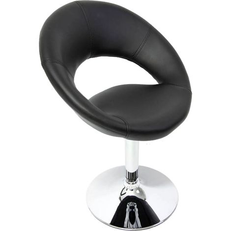 Chaise de salle à manger design moderne pivotante 360° similicuir noir pied chromé 040011537 (1/5)