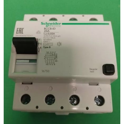 interrupteur differentiel 25A 4P protection 30mA classe B 4M 400V bornes vis Multi9 ID (1/2)