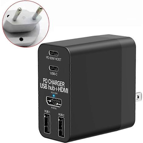 Station d'accueil USB-C 4-en-1 avec port HDMI, USB 3.0 et chargeur pour PC portable et téléphone - EU (1/4)