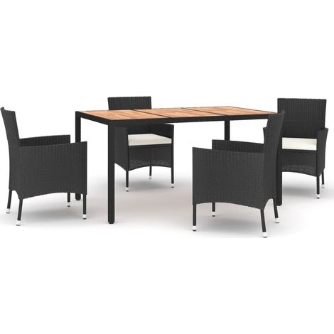 Maison Exclusive - Ensemble à manger de jardin coussins 5pcs Noir Résine tressée