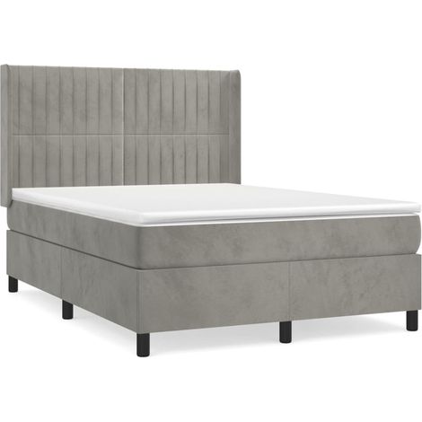 Maison Exclusive - Boxspringbett mit Matratze Hellgrau 140x200 cm (1/5)