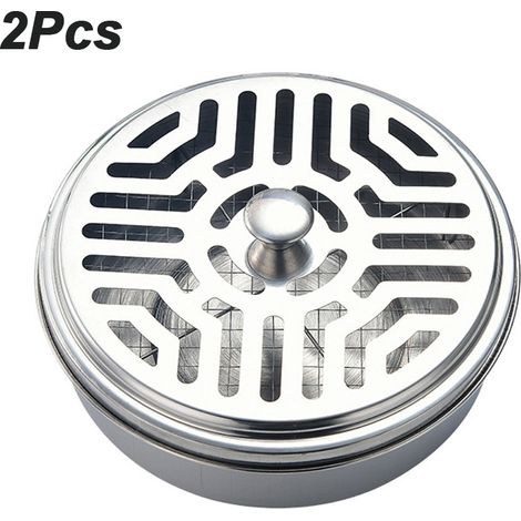 Support rond pour spirale anti-moustique, acier inoxydable, plateau à encens anti-moustique portable avec couvercle ajouré (1/5)