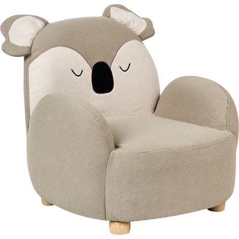 Sillón infantil tapizado de koala para niños gris pardo Hervik (1/5)