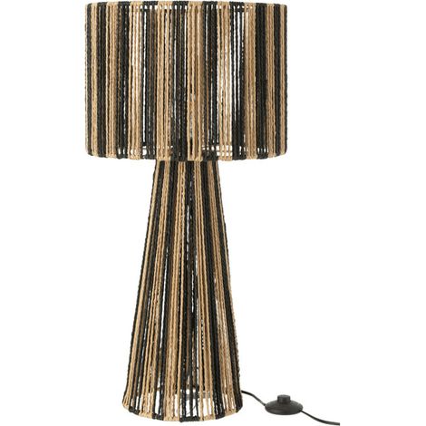 Lampe à Poser Rayures "Cordes" 69cm Naturel & Noir (1/3)