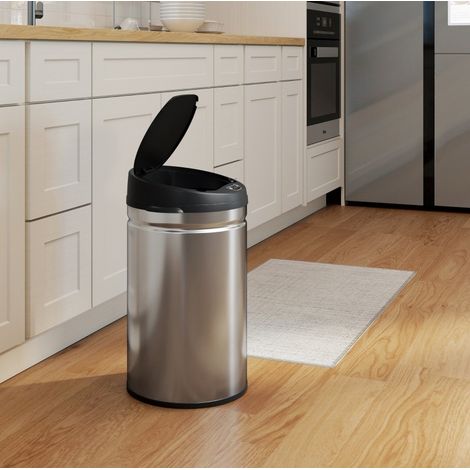 Sensor-Mülleimer 30 L Edelstahl Soft-Close silber OKMYHOME (1/4)