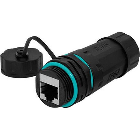 Connecteur réseau RJ45 droit Cat5/Cat6, étanche IP68 et antipoussière pour câble extérieur (1/5)