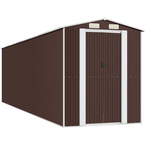 Maison Exclusive - Cobertizo jardín acero galvanizado marrón oscuro 192x689x223 cm (1/5)