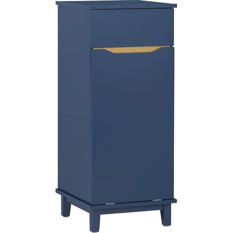 Mobile Lavanderia Con Sacco Portabiancheria Pieghevole Cesto Portabiancheria Mobile Bagno Blu, 40x40x96cm, BZR114-B SoBuy (1/5)