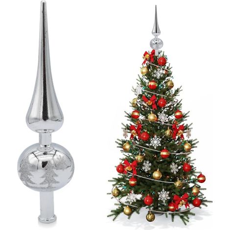 Arbre De Noël Topper Brillant en Plastique, Embouts d'arbre De Noël Décorations Ornements Topper Vintage Verre Accessoires de décorati De Noël Maison Vacances Fête Décor (1/5)
