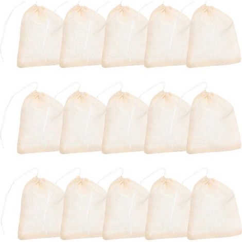 Sachets filtrants en coton pour soupe, compatibles avec la cuisson des aliments bouillis, avec cordon de serrage, lot de 50. (1/4)