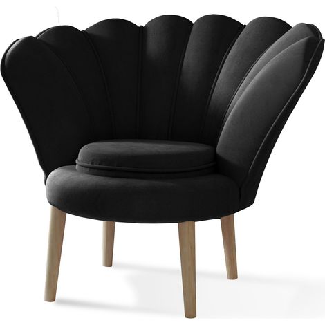 Fauteuil coquillage velours anthracite Skidra (1/5)