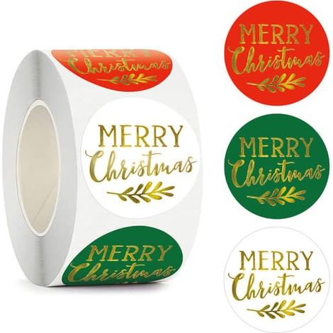 Étiquettes autocollantes « Joyeux Noël », étiquettes rondes amovibles pour décorations, fermetures d'enveloppes autocollantes dorées de haute qualité, 500 pièces (1/5)