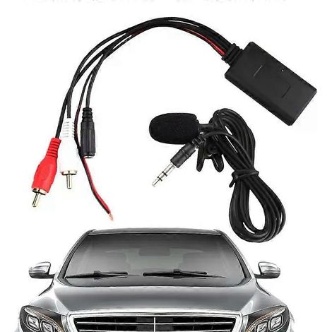 Adaptateur audio mains libres Bluetooth pour voiture avec haut-parleur, interface AUX 2RCA, câble audio et microphone, type universel. (1/5)