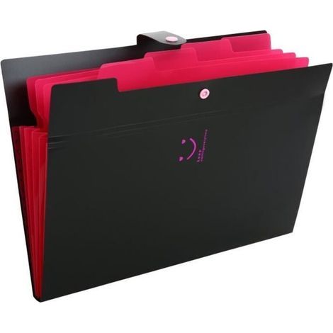 pair Trieur 5 compartiments Documents a Soufflet en Plastique 24x32 cm avec Fermoir Pour étudiants Noir