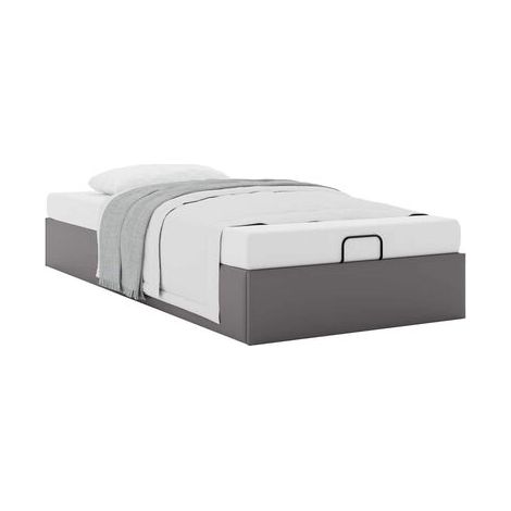 Cadre de lit coffre sans matelas, gris, 80 × 200 cm, cuir synthétique, espace de rangement généreux, pour chambre, confort quotidien, assemblage rapide (1/5)
