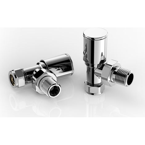 S'AFIELINA Towel Radiator, 2 PCS Angled Valves for Towel Rail Radiator, Chrome Plated Solid Brass 15mm / 1/2'' Radiator Valves (1/5)