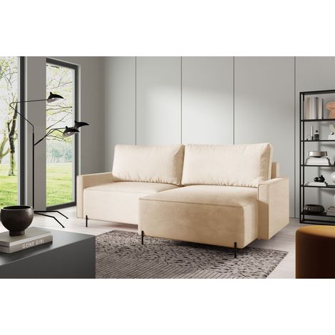 Ecksofa Schlafsofa Sofa BRAGA in Stoff Now or Never Creme Ottomane Rechts (1/5)