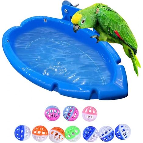 Bain d'oiseaux pour cage - Petite baignoire suspendue à l'intérieur de la cage, douche pour perroquets, perruches, cacatoès, canaris, perruches ondulées (1/4)
