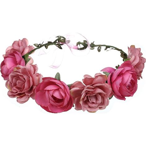 Couronne de fleurs pour femme, bandeau fleuri, accessoire de coiffure floral avec ruban, mariage, fête, festival (1/5)