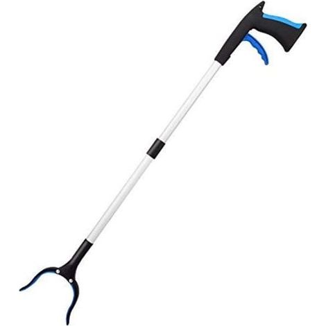 81 cm (32 Zoll) langer, klappbarer Aluminium-Müllgreifer mit drehbarem Gummigriff und langem Arm – Blau