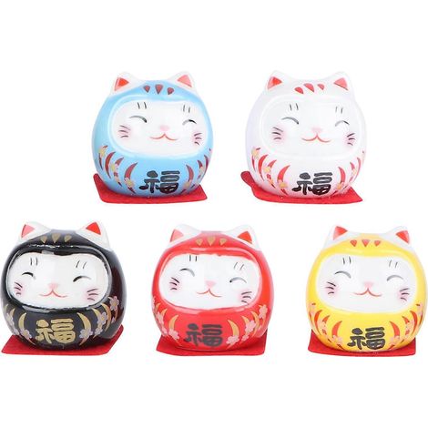Lot de 5 ornements traditionnels en céramique de style japonais Dharma-5x4cm (1/3)