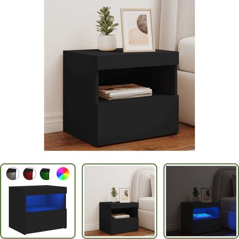 LED-Leuchten - Nachttisch mit LED-Leuchten Schwarz 50x40x45 cm (1/5)