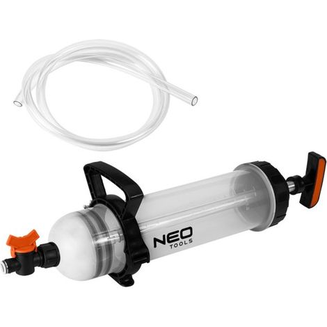 SIRINGA OLIO FLUIDI CON SCALA GRADUATA 1500ML - TUBO FLESSIBILE E RUBINETTO - 10-807 NEO TOOLS