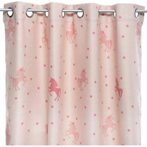 Rideau Occultant Licorne 140x250cm Rose (1/3)