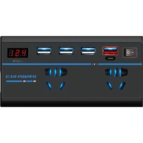 Convertisseur de puissance portable pour voiture 12 V/24 V vers 110 V/220 V, idéal pour les voyages. (1/5)