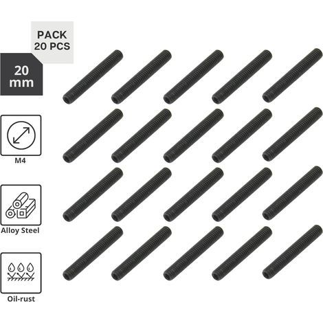 Industrial Headless Metric Screws M4 x 20 mm PACK of 20 Screws with Allen Key, Chamfered End, Screws for versatile fixing, door handles and other uses (1/3)