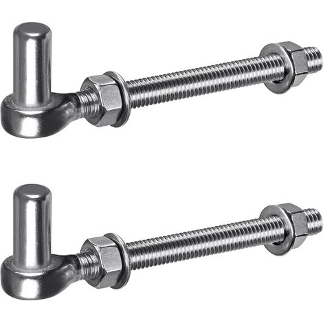 Charnière de Portail M12, 2pcs Quincaillerie à œillet de Champ Robuste 16mm Crochet pour Goupille de Suspension de Jardin en Métal pour Portail de Ferme/Clôture en Bois/Allée, 440lbs/15cm (1/5)