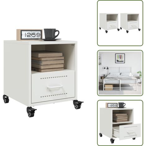 Nachttische 2 Stk. Weiß 36x39x43,5 cm Stahl - Nachttisch - Nachttische - Schrank - Nachtschrank (1/5)