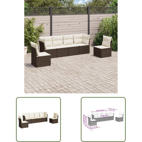 The Living Store 6-tlg. Garten-Sofagarnitur mit Kissen Braun Poly Rattan - Gartenmöbel - Sofa Set - Rattan Möbel - Outdoor Sofa - Lounge Set (1/3)