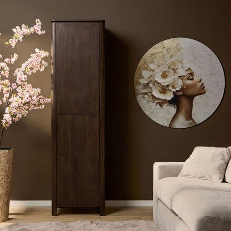 Colonne de rangement en bois marron 2 portes KASO (1/5)