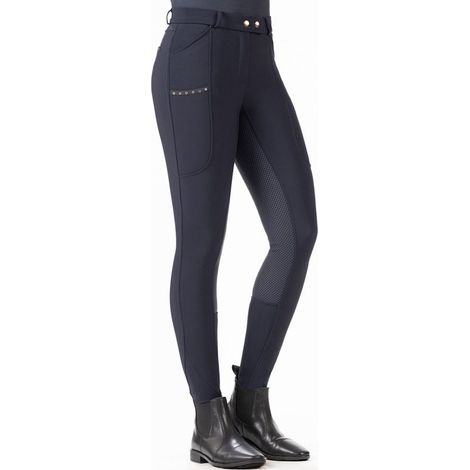 Pantaloni da equitazione donna con silicone totale modello Rosegold Glamour: 48, nero /rosa oro (1/4)