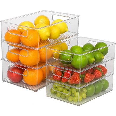 Boîte De Rangement Pour Réfrigérateur - Boîtes Transparentes En PET - Empilables - Set De 6 Pièces - Pour Réfrigérateur Et Placard