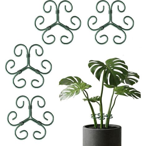 4 pièces Tuteur pour plantes grimpantes - Support en fer, tige ajustable au design unique pour favoriser la croissance des plantes grimpantes de petite et moyenne taille vert (1/5)