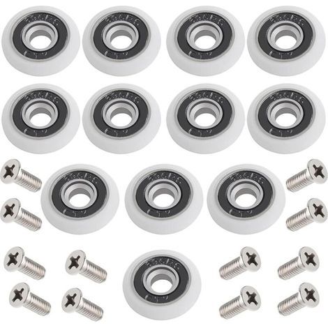 Roulette Porte 12 pièces Roulette de Douche 23mm Roulette Porte Coulissante de Douche Roulette Porte de Douche Roue de Porte Coulissante Porte a Roulette avce Vis pour Coulissante de Douche