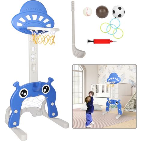Wolketon Kinder Basketballkorb Set - 4 in 1,Basketballkorb für Kinder,höhenverstellbarer,Fußballtor & Wurfspiel für Kleinkinder - Indoor & Outdoor Sportspielzeug für Jungen und Mädchen