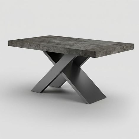 Table à manger extensible 10 personnes base noire 140/220x90 Roma - Noir