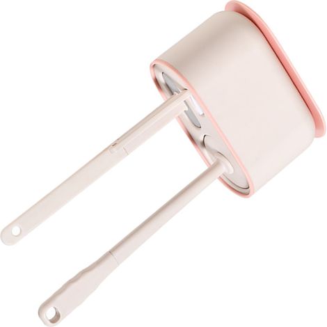 Set de brosse et porte-brosse WC salle de bain brosse bowl lavabo manche long mural anti-gouttes nettoyage angles morts rose sakura 3 pcs (1/5)